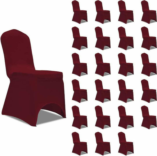 vidaXL Elastic Huse de scaun Burgundy 24buc