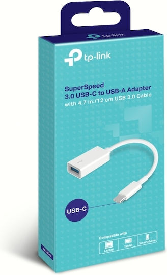 TP-LINK UC400 Конвертор USB-C мъжки към USB-A женски OTG СуперСкорост 3.0 Бял 1бр