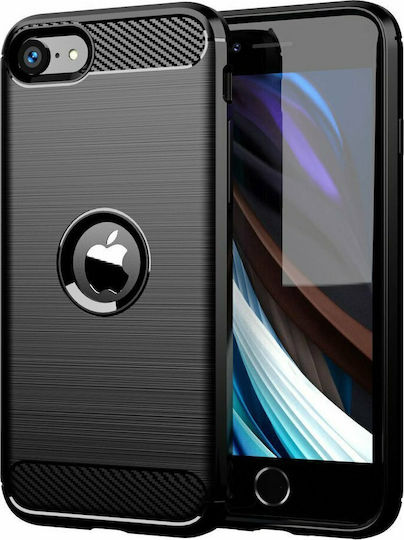 Hurtel Carbon Задна корица Силикон Черен (iPhone SE 2020)