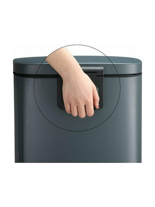 Songmics Soft-Close Coș de Gunoi din Oțel Inoxidabil cu Pedală Gri 30lt 1buc