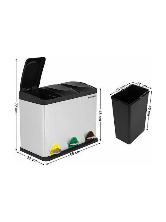 Songmics Recycling Mülleimer aus Inox mit Pedal Silber 45lt