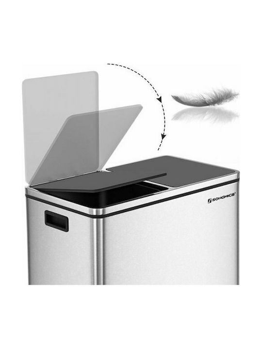 Songmics Кошче за Рециклиране Soft Close от Неръждаема Стомана Сребрист 60 л