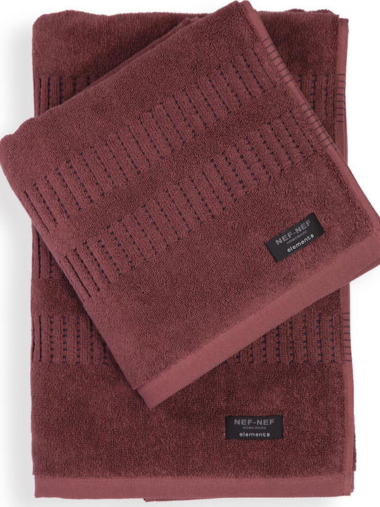 Nef-Nef Homeware Facecloth Elements Floyd 50x100cm. Burgundy Weight 650gr/m²