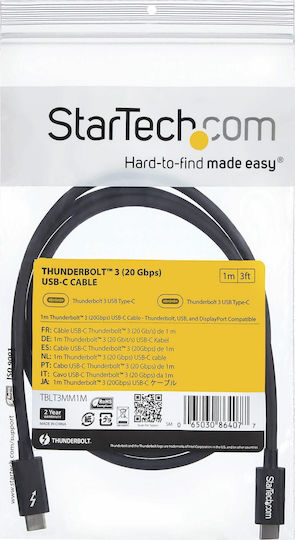 StarTech Thunderbolt 3 Cable Μαύρο 1m (TBLT3MM1M)