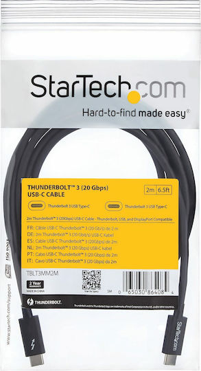 StarTech Thunderbolt 3 Cable Μαύρο 2m (TBLT3MM2M)