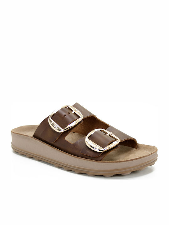 Despoina Leather Women's Flat Sandals Anatomic Taupe Brush