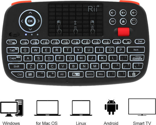 Riitek i4 Ασύρματο Bluetooth Πληκτρολόγιο με Touchpad Αγγλικό US