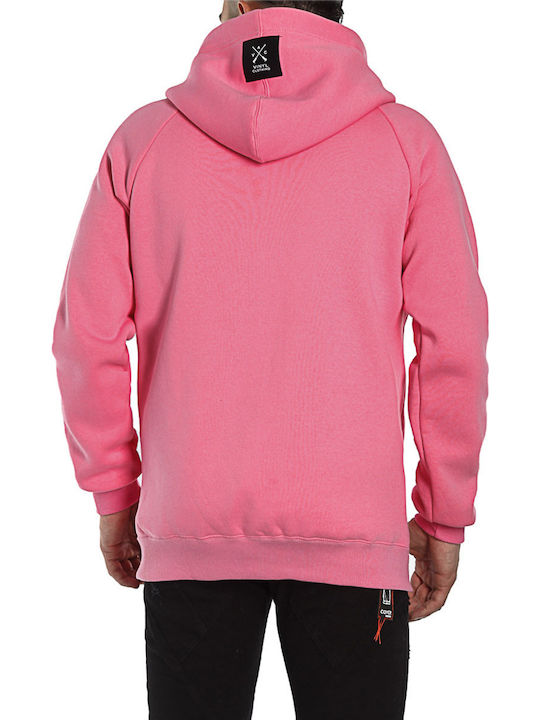 Vinyl Art Clothing Men's Cardigan with Hood & Pockets Pink