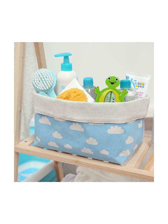 Kiokids Nursery Storage Basket Σύννεφα Light Blue 1pcs