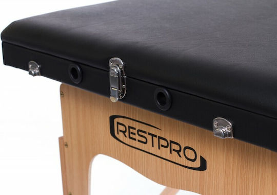 Rest Pro Classic 3 Pat Masaj și Fizioterapie Portabil/Pliabil Negru din Lemn 192x70cm
