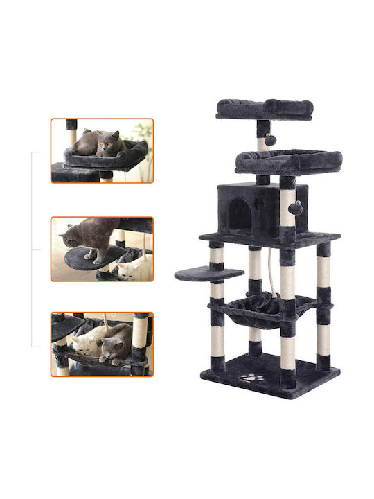 Feandrea Scratching Post Cat Trees Gray 6 levels 55x45x143cm