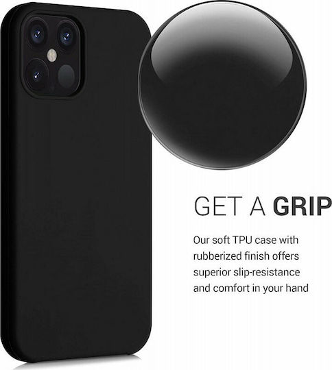 KWmobile Flexible Rubber Back Cover Silicone Black (iPhone 12 / 12 Pro)
