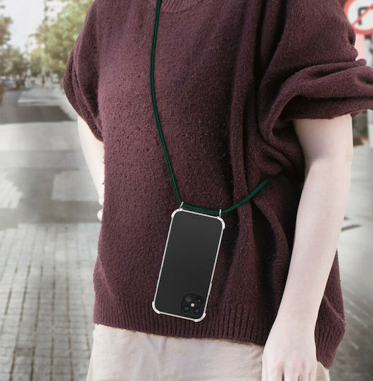 KWmobile Crossbody Back Cover Silicone with Strap Transparent (iPhone 12 / 12 Pro)