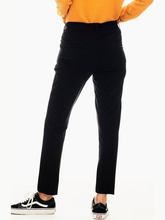 Garcia Jeans Women's High-waisted Fabric Trousers in Super Slim Fit Black