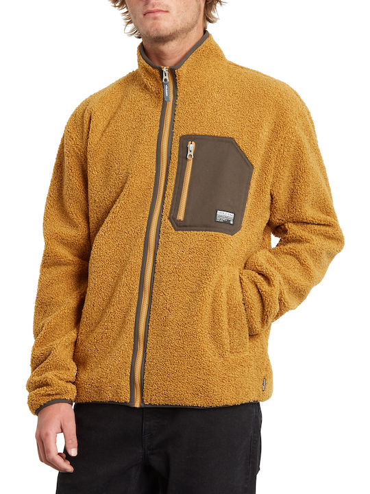 Fuzzar Geacă fleece pentru bărbați cu fermoar Galben