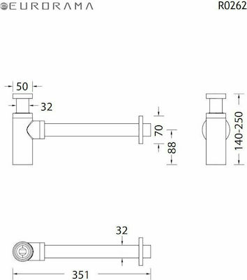 Eurorama R0262 Kupfer Siphon Spülbecken Silber