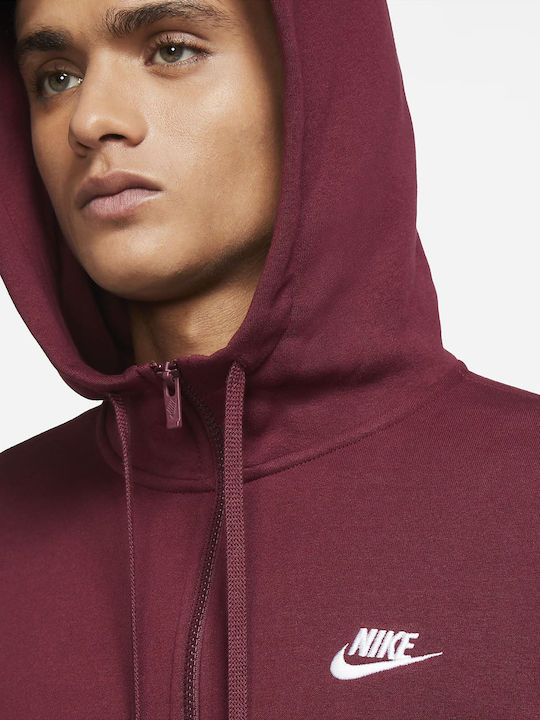 Club Sweatshirt Fleece with Hood Burgundy