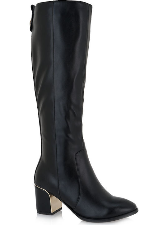 Medium Heel Women's Boots with Zipper Black