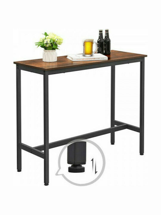 Table Bar Wooden with Metal Frame Walnut 100x40x90cm