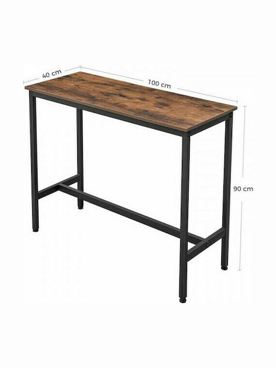 Table Bar Wooden with Metal Frame Walnut 100x40x90cm