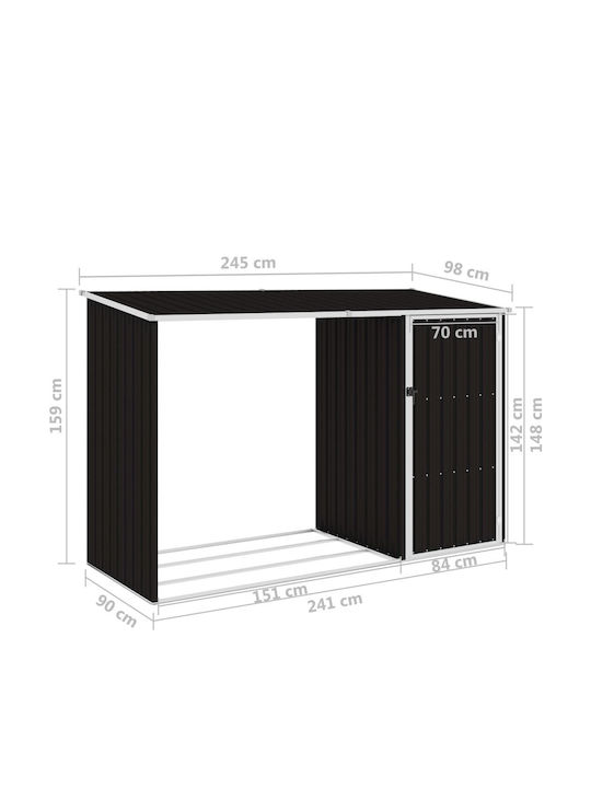 Metallic Anti-corrosion Protection Garden Log Storage Shed Galvanized Brown M2.45xP0.98xH1.59m