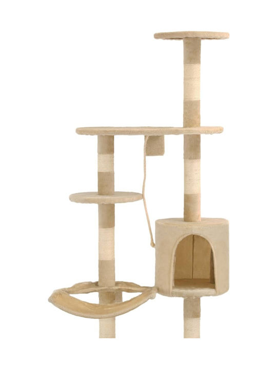 vidaXL Cat Scratching Post Cat Tree In Beige Colour 60x30x194 cm