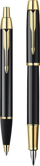 Parker IM Duo Pen Set Ballpoint Medium with Fountain Pen Medium made of Steel Laque Black