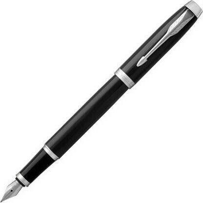 Parker IM Duo Pen Set Ballpoint Medium with Fountain Pen Medium made of Steel Laque Black CT in a case