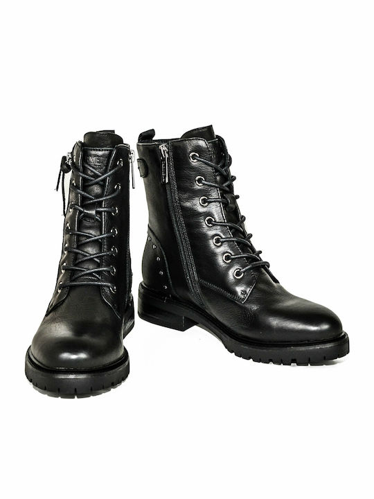 Leder Stiefeletten Damen Schwarz