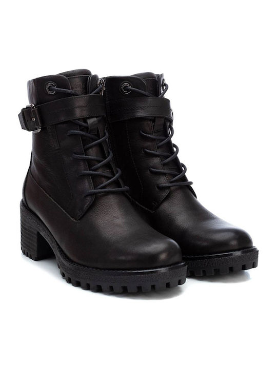 Leder Stiefeletten Damen Schwarz
