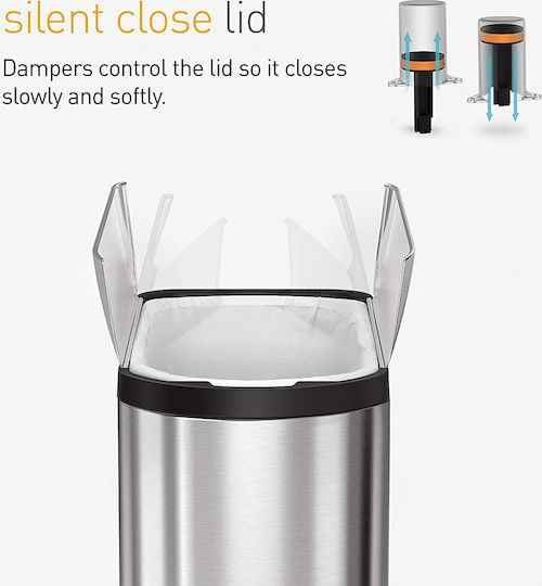 Simplehuman Μεταλλικός Κάδος Απορριμμάτων με Πεντάλ 10lt Inox