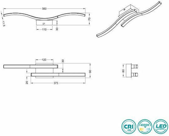 Trio Lighting Route Πλαφονιέρα Οροφής 56εκ. Λευκή με Ενσωματωμένο LED