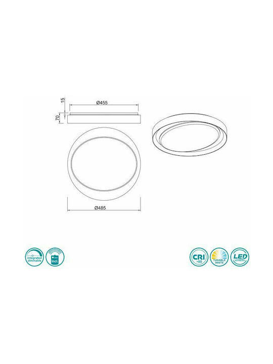 Trio Lighting Zeta Ceiling Mount Light 48.5cm Black with Integrated LED and Remote Control