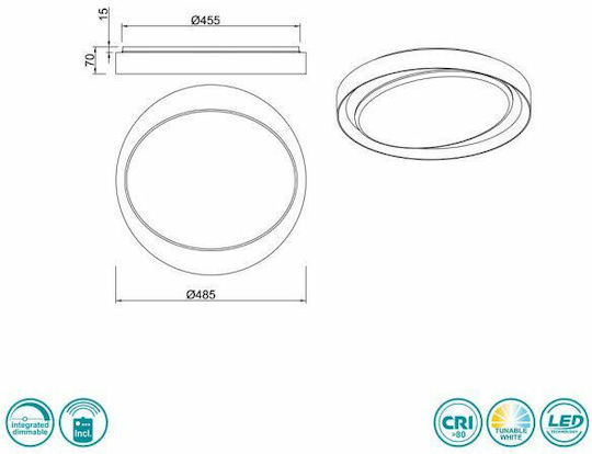 Trio Lighting Zeta Plafonieră de Tavan 48.5buc Neagră cu LED Integrat și Telecomandă