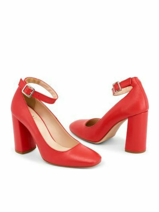 Made In Italia Luce Leather Heel with Strap Red