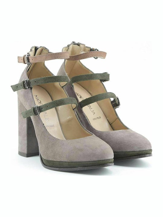 Made In Italia Suede Gray Heels with Strap Filomena FILOMENA