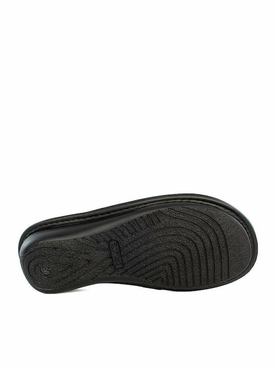 Anatomische Lederne Damen Hausschuhe Schwarze