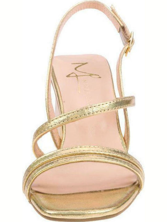 Leather Women's Sandals In Gold Colour