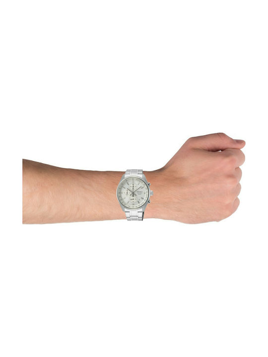 Seiko Conceptual Ανδρικό Ρολόι 41.5mm Χρονογράφος Μπαταρίας με Ασημί Μεταλλικό Μπρασελέ