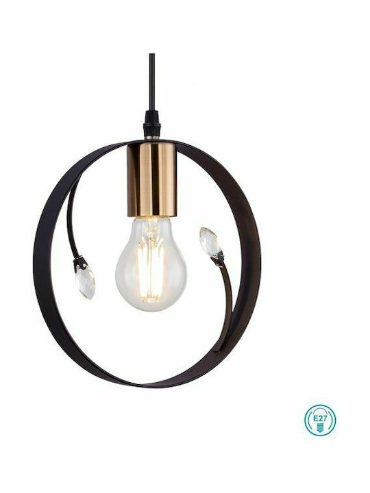 Globo Lighting Vigo Pendant Light Single-Light with Crystals for Socket E27 Black