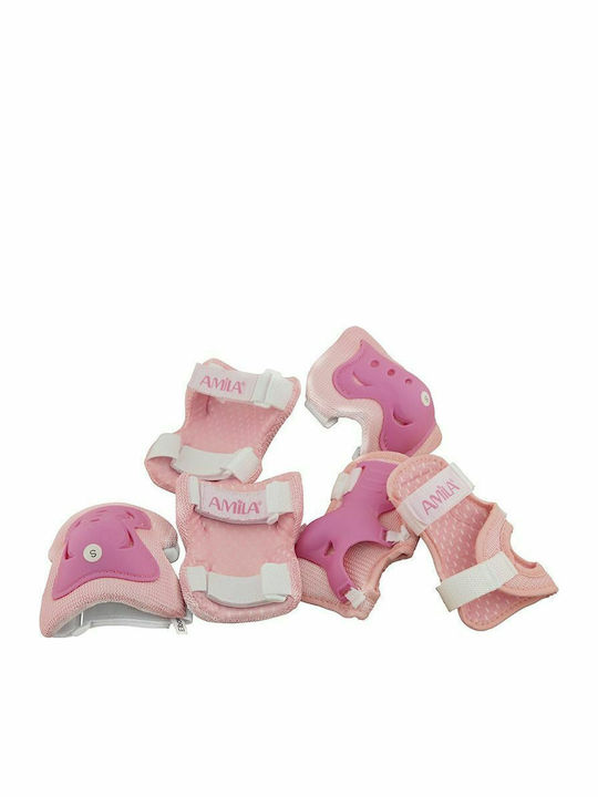 AMILA Kind Schutzausrüstung Set für Rollers Rosa Mittelgroß