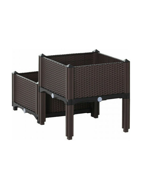 Outsunny Σετ Ζαρντινιέρες Ρατάν Planter Box 40x44cm Set 2pcs in Brown Color 845-290V01