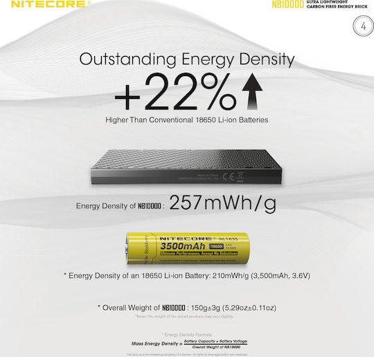 NiteCore NB10000 Power Bank 10000mAh με Θύρα USB-A και Θύρα USB-C Power Delivery / Quick Charge Μαύρο