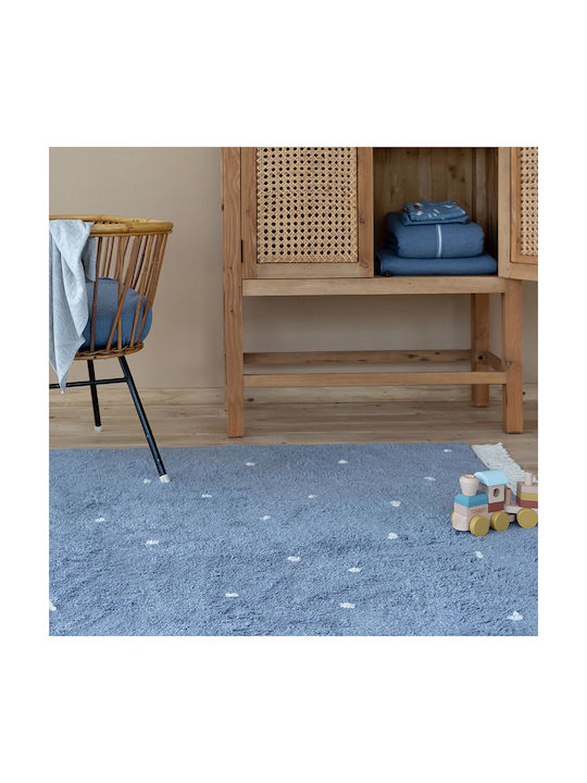 Little Dutch Kids Cotton Rug Dot 120x170cm Pure Blue