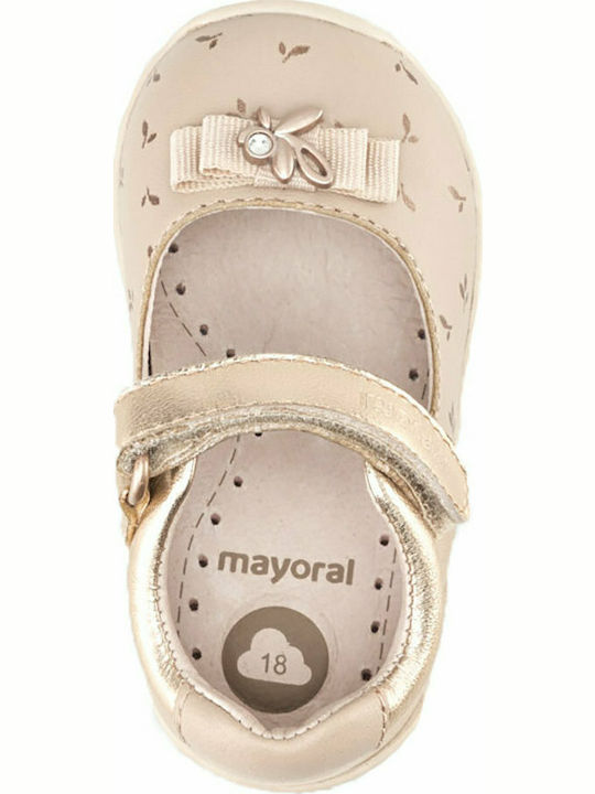 Kids Leather Ballerinas with Hoop & Loop Closure Pink