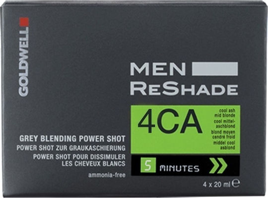 Goldwell Men Reshade Power Shot Προσωρινή Βαφή Μαλλιών Χωρίς Αμμωνία 4CA Cool Ash Mid Brown 4x20ml