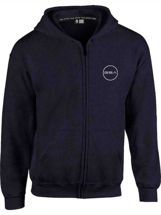 GSA Boys Athleisure Hooded Sweatshirt with Zipper Navy Blue