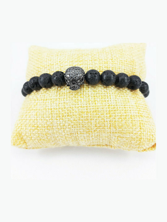 MEN'S BRACELET WITH LAVA STONE AND NECROCEPHALY