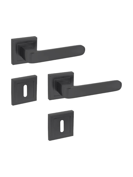 Conset Lever Middle Door with Rosette C1785 C1785RORS19S19 Pair with Rosette Black