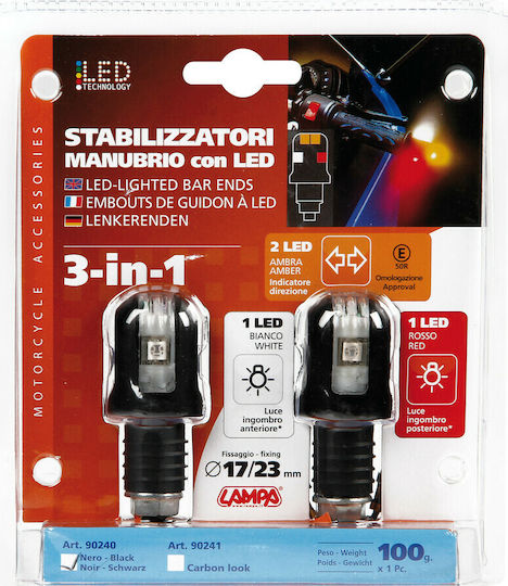 Lampa Αντίβαρα Τιμονιού με Φλας + led σε Μαύρο χρώμα